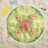 Hawaii Quilt Inspired Collection Aloha Flowers Beach Blanket Plumeria - Ti Leaf Lei