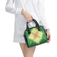 Hawaii Quilt Inspired Collection Aloha Flowers Shoulder Handbag Plumeria - Ti Leaf Lei