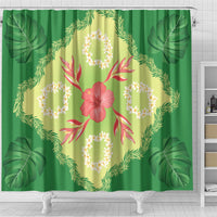 Hawaii Quilt Inspired Collection Aloha Flowers Shower Curtain Plumeria - Ti Leaf Lei