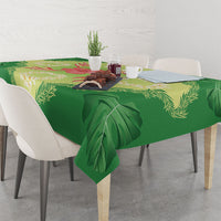 Hawaii Quilt Inspired Collection Aloha Flowers Tablecloth Plumeria - Ti Leaf Lei