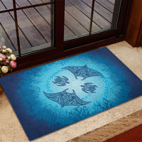Hawaii Quilt Inspired Collection Aloha Sea Rubber Doormat Manta Ray and Turtles