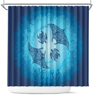 Hawaii Quilt Inspired Collection Aloha Sea Shower Curtain Manta Ray and Turtles