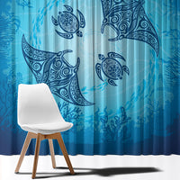 Hawaii Quilt Inspired Collection Aloha Sea Window Curtain Manta Ray and Turtles