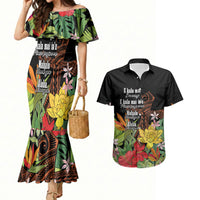 Mahalo Hawaii Ho'oponopono Pule Couples Matching Mermaid Dress and Hawaiian Shirt Polynesian Pattern Cross