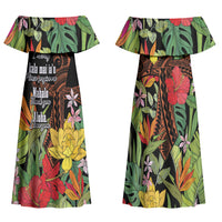 Mahalo Hawaii Ho'oponopono Pule Family Matching Off Shoulder Maxi Dress and Hawaiian Shirt Polynesian Pattern Cross
