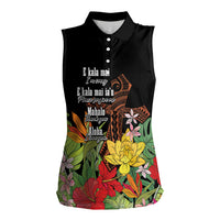 Mahalo Hawaii Ho'oponopono Pule Women Sleeveless Polo Shirt Polynesian Pattern Cross