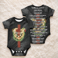 Hawaii Ka Pule a ka Haku Memorial Baby Onesie Flower Lei Cross - Black