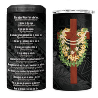 Hawaii Ka Pule a ka Haku Memorial 4 in 1 Can Cooler Tumbler Flower Lei Cross - Black