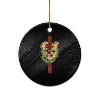 Hawaii Ka Pule a ka Haku Memorial Ceramic Ornament Flower Lei Cross - Black