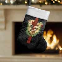 Hawaii Ka Pule a ka Haku Memorial Christmas Stocking Flower Lei Cross - Black