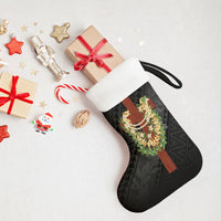 Hawaii Ka Pule a ka Haku Memorial Christmas Stocking Flower Lei Cross - Black