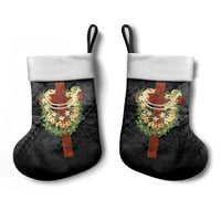Hawaii Ka Pule a ka Haku Memorial Christmas Stocking Flower Lei Cross - Black