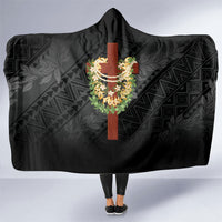 Hawaii Ka Pule a ka Haku Memorial Hooded Blanket Flower Lei Cross - Black