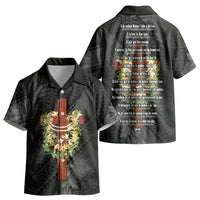 Hawaii Ka Pule a ka Haku Memorial Kid Hawaiian Shirt Flower Lei Cross - Black