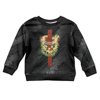 Hawaii Ka Pule a ka Haku Memorial Kid Ugly Christmas Sweater Flower Lei Cross - Black