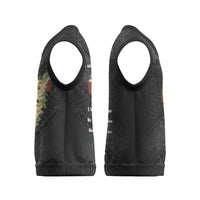 Hawaii Ka Pule a ka Haku Memorial Christmas Knitted V-Neck Vest Flower Lei Cross - Black