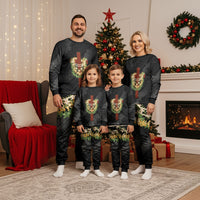 Hawaii Ka Pule a ka Haku Memorial Christmas Pajama Set Flower Lei Cross - Black