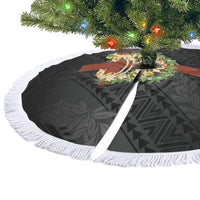 Hawaii Ka Pule a ka Haku Memorial Tree Skirt Flower Lei Cross - Black