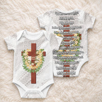 Hawaii Ka Pule a ka Haku Memorial Baby Onesie Flower Lei Cross - Ivory White