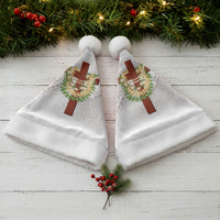 Hawaii Ka Pule a ka Haku Memorial Christmas Santa Hat Flower Lei Cross - Ivory White