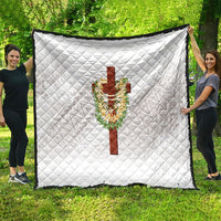 Hawaii Ka Pule a ka Haku Memorial Quilt Flower Lei Cross - Ivory White