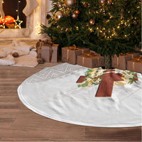 Hawaii Ka Pule a ka Haku Memorial Tree Skirt Flower Lei Cross - Ivory White
