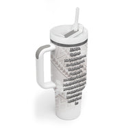 Hawaii Ka Pule a ka Haku Memorial Tumbler With Handle Flower Lei Cross - Ivory White