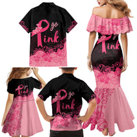 Polynesian Family Matching Mermaid Dress and Hawaiian Shirt Plumeria Breast Cancer Awareness Survivor Ribbon Pink LT7 - Polynesian Pride