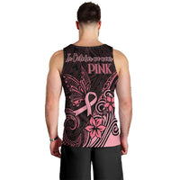 Polynesian Men Tank Top Breast Cancer RIbbon Butterfly Mix Plumeria Curves Pink LT7 - Polynesian Pride