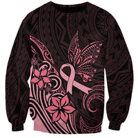 Polynesian Sweatshirt Breast Cancer RIbbon Butterfly Mix Plumeria Curves Pink LT7 Unisex Black Pink - Polynesian Pride