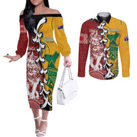 Mate Ma'a Tonga Vs Australia Rugby Personalized Couples Matching Off The Shoulder Long Sleeve Dress and Long Sleeve Button Shirt Special Mascots LT7 Colorful - Polynesian Pride