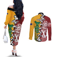 Mate Ma'a Tonga Vs Australia Rugby Personalized Couples Matching Off The Shoulder Long Sleeve Dress and Long Sleeve Button Shirt Special Mascots LT7 - Polynesian Pride
