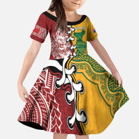 Mate Ma'a Tonga Vs Australia Rugby Personalized Kid Short Sleeve Dress Special Mascots LT7 KID Colorful - Polynesian Pride