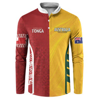 Australia - Tonga Rugby Custom Button Sweatshirt Minimalist Dynamic