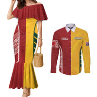Australia - Tonga Rugby Custom Couples Matching Mermaid Dress and Long Sleeve Button Shirt Minimalist Dynamic