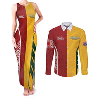 Australia - Tonga Rugby Custom Couples Matching Tank Maxi Dress and Long Sleeve Button Shirt Minimalist Dynamic