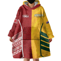 Australia - Tonga Rugby Custom Wearable Blanket Hoodie Minimalist Dynamic