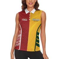 Australia - Tonga Rugby Custom Women Sleeveless Polo Shirt Minimalist Dynamic LT7 - Polynesian Pride