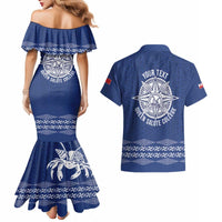Queen Salote College 100 Years Anniversary Personalized Couples Matching Mermaid Dress and Hawaiian Shirt Tonga QSC Royal Blue - Polynesian Pride