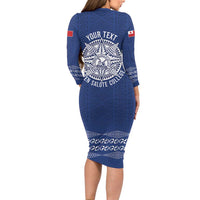 Queen Salote College 100 Years Anniversary Personalized Family Matching Long Sleeve Bodycon Dress and Hawaiian Shirt Tonga QSC Royal Blue - Polynesian Pride