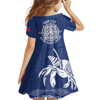 Queen Salote College 100 Years Anniversary Personalized Family Matching Off The Shoulder Long Sleeve Dress and Hawaiian Shirt Tonga QSC Royal Blue - Polynesian Pride