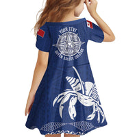 Queen Salote College 100 Years Anniversary Personalized Family Matching Short Sleeve Bodycon Dress and Hawaiian Shirt Tonga QSC Royal Blue LT7 - Polynesian Pride