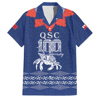 Queen Salote College 100 Years Anniversary Personalized Family Matching Short Sleeve Bodycon Dress and Hawaiian Shirt Tonga QSC Royal Blue - Polynesian Pride