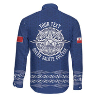 Queen Salote College 100 Years Anniversary Personalized Family Matching Short Sleeve Bodycon Dress and Hawaiian Shirt Tonga QSC Royal Blue LT7 - Polynesian Pride