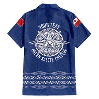 Queen Salote College 100 Years Anniversary Personalized Family Matching Summer Maxi Dress and Hawaiian Shirt Tonga QSC Royal Blue LT7 - Polynesian Pride