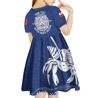 Queen Salote College 100 Years Anniversary Personalized Kid Short Sleeve Dress Tonga QSC Royal Blue LT7 - Polynesian Pride