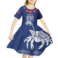 Queen Salote College 100 Years Anniversary Personalized Kid Short Sleeve Dress Tonga QSC Royal Blue LT7 - Polynesian Pride