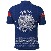 Queen Salote College 100 Years Anniversary Personalized Polo Shirt Tonga QSC Royal Blue - Polynesian Pride