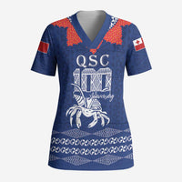 Queen Salote College 100 Years Anniversary Personalized Scrub Top Tonga QSC Royal Blue - Polynesian Pride