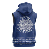Queen Salote College 100 Years Anniversary Personalized Sleeveless Hoodie Tonga QSC Royal Blue - Polynesian Pride